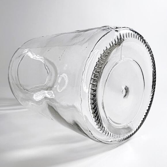 Vintage Pressed Clear Glass Wide Neck Rolled Rim Chunky Bottle Vase (EUC) - Picture 4 of 8